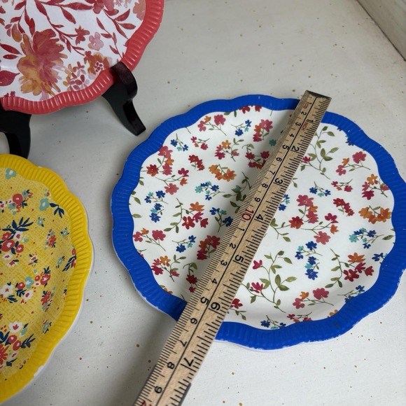 Pioneer Woman Painterly‎ Floral Prairie Melamine Appetizer Snack Plates Set Of 3 - Picture 12 of 12